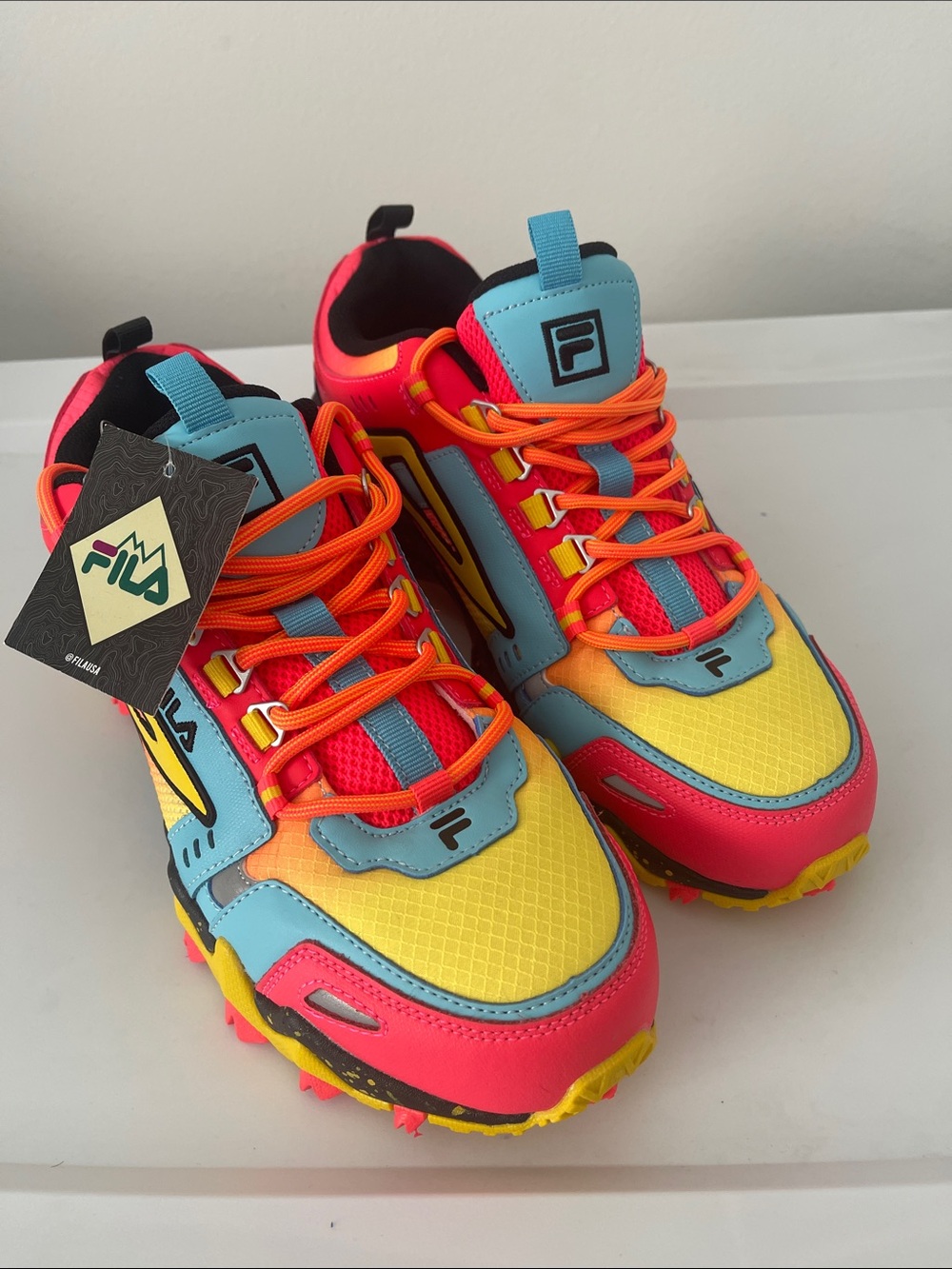 FILA woman Multicolor Trail Sneaker - Neon Pink/Yellow/Blue - Picture 2 of 6